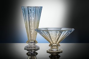 Vase and bowl made from lead crystal glass