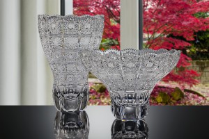 Hand cut crystal glass. Glass and vase made from bohemia lead crystal