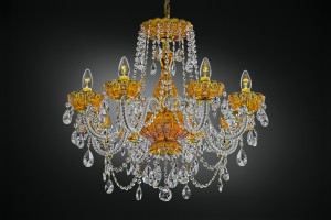 Orange decorated crystal glass chandelier