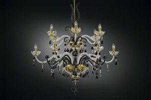 Crystal chandelier with black elements