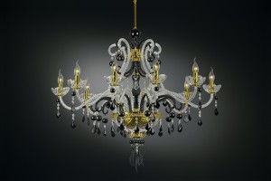 Aldain - crystal chandelier with candle bulbs and black elements
