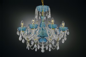 Blue painted crystal glass chandelier