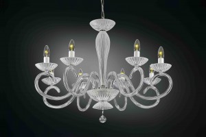 Single-level crystal glass chandelier