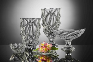 Set of bowls and vases made from Czech crystal