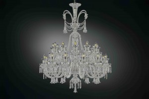 Multi-level chandelier with crystal chains