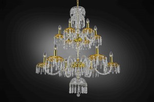 Two-level gold crystal chandelier