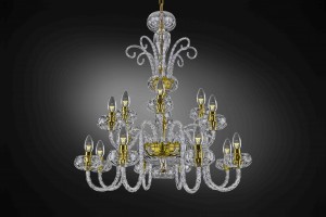 Two-level crystal glass chandelier
