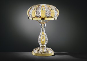 Crystal glass table lamp, gold decorated
