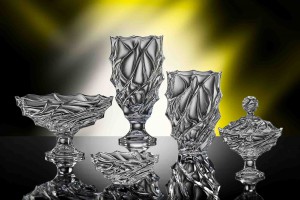 Crystal glassware - bowl, vases and sugar bowl