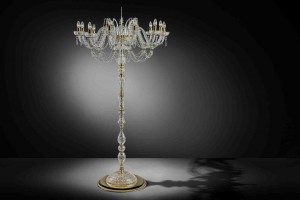 Floor lamp with crystal glass chains