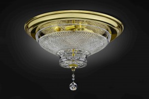 Crystal ceiling light, gold decorated
