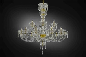Crystal chandelier, slightly decorated with gold