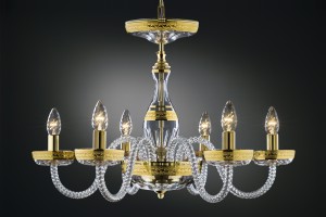 Gold decorated crystal chandelier
