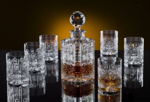 Rum or whisky cut glass set