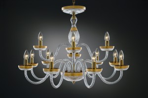 Crystal chandelier with gold elements
