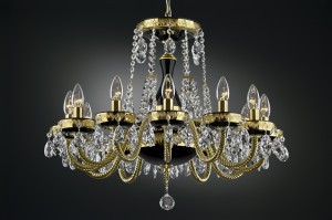 Gold decorated crystal chandelier