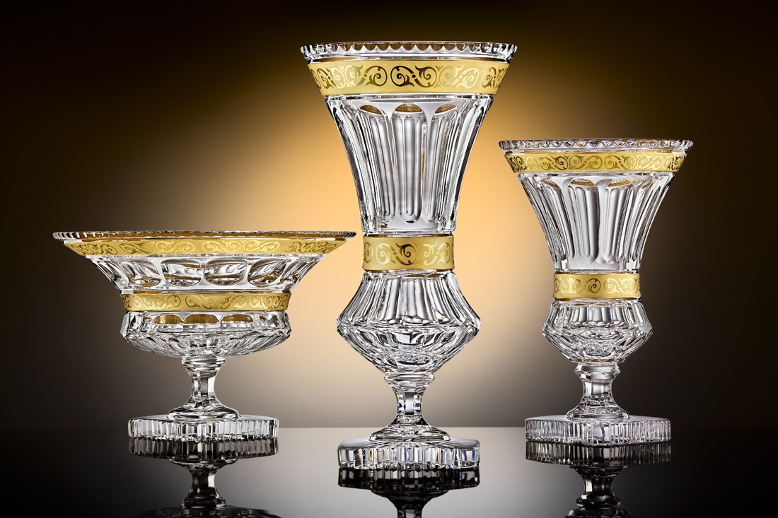 Champagne Crystal Glasses Enamel Gold Design 150ml - Bohemia Crystal -  Original crystal from Czech Republic.